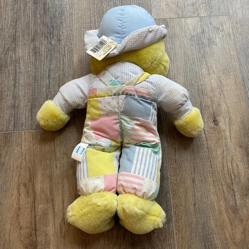 Vintage Well-Made Toy Corp Yellow Duckling Plush‎ Patchwork Overalls Hat Easter